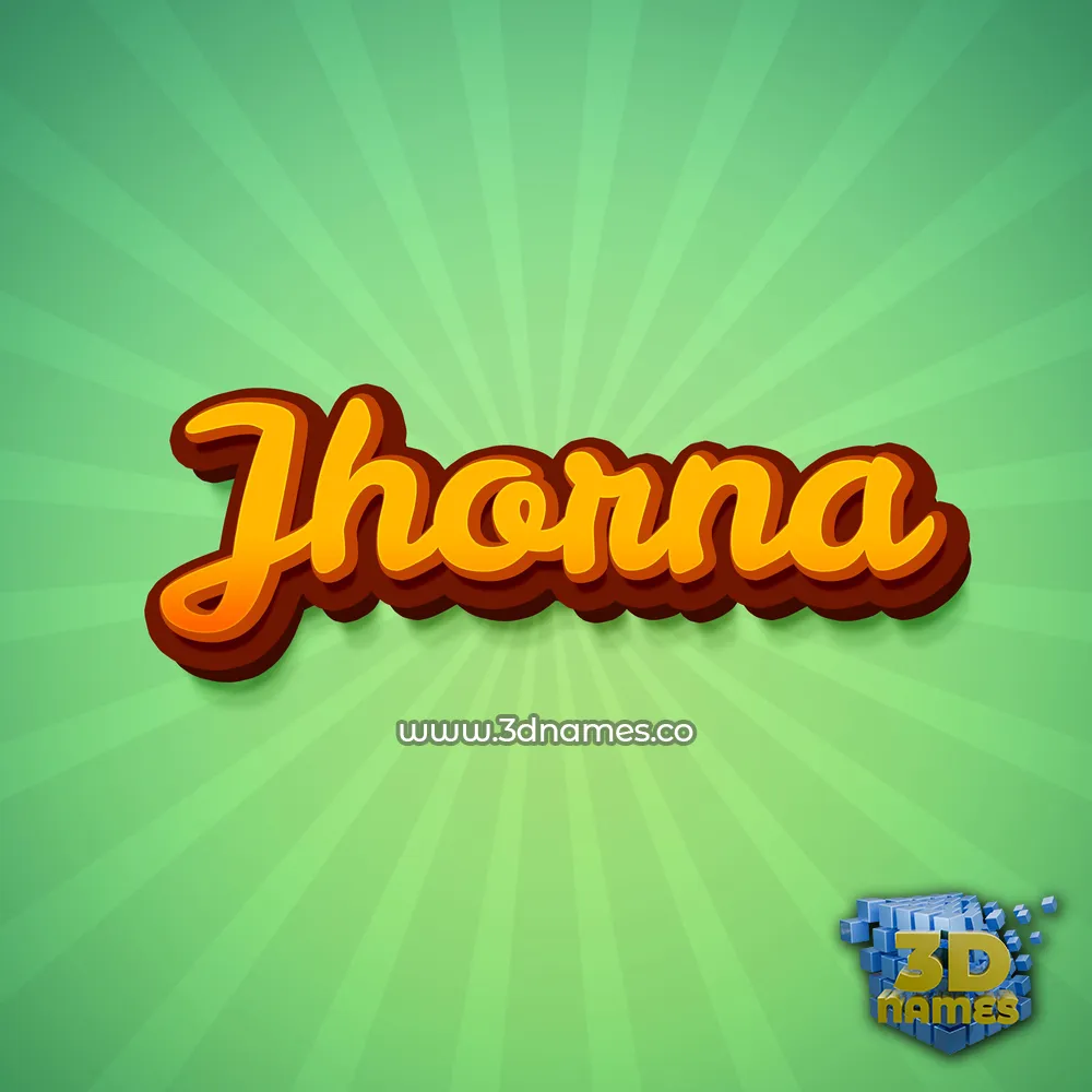 jhorna in Green Rays style - 3D name wallpaper