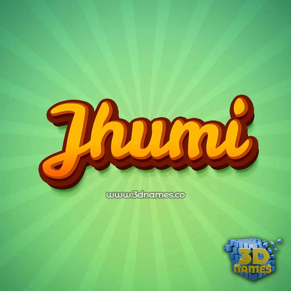 jhumi in Green Rays style - 3D name wallpaper