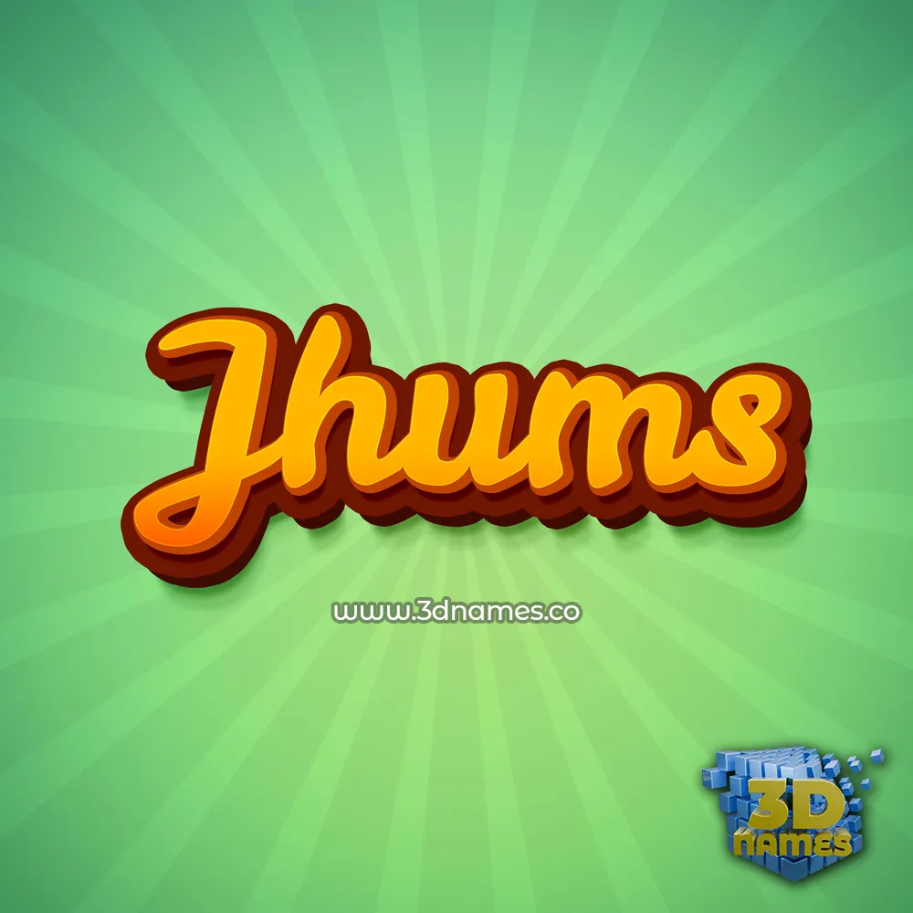 jhums in Green Rays style - 3D name wallpaper