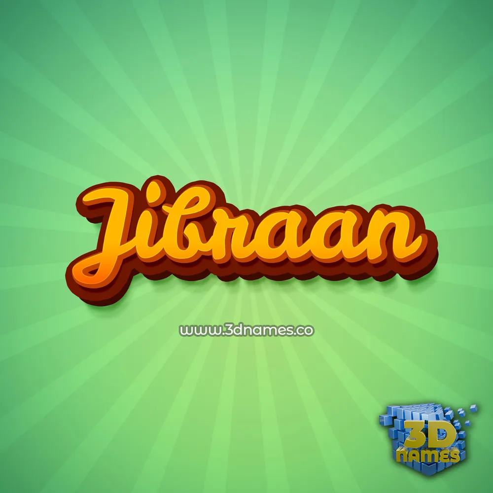 jibraan in Green Rays style - 3D name wallpaper