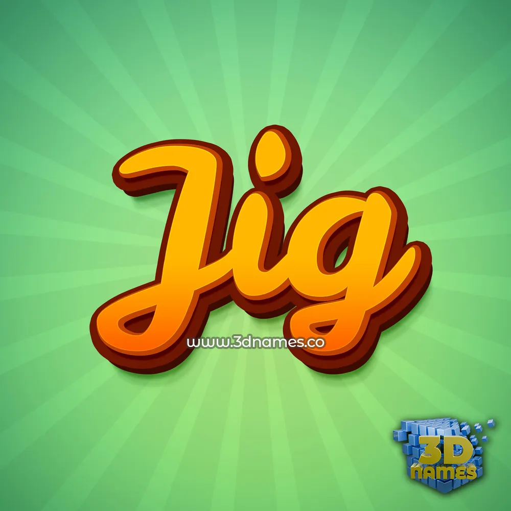 jig in Green Rays style - 3D name wallpaper