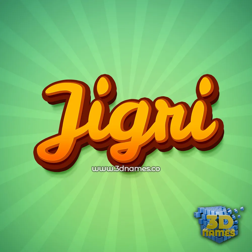 jigri in Green Rays style - 3D name wallpaper