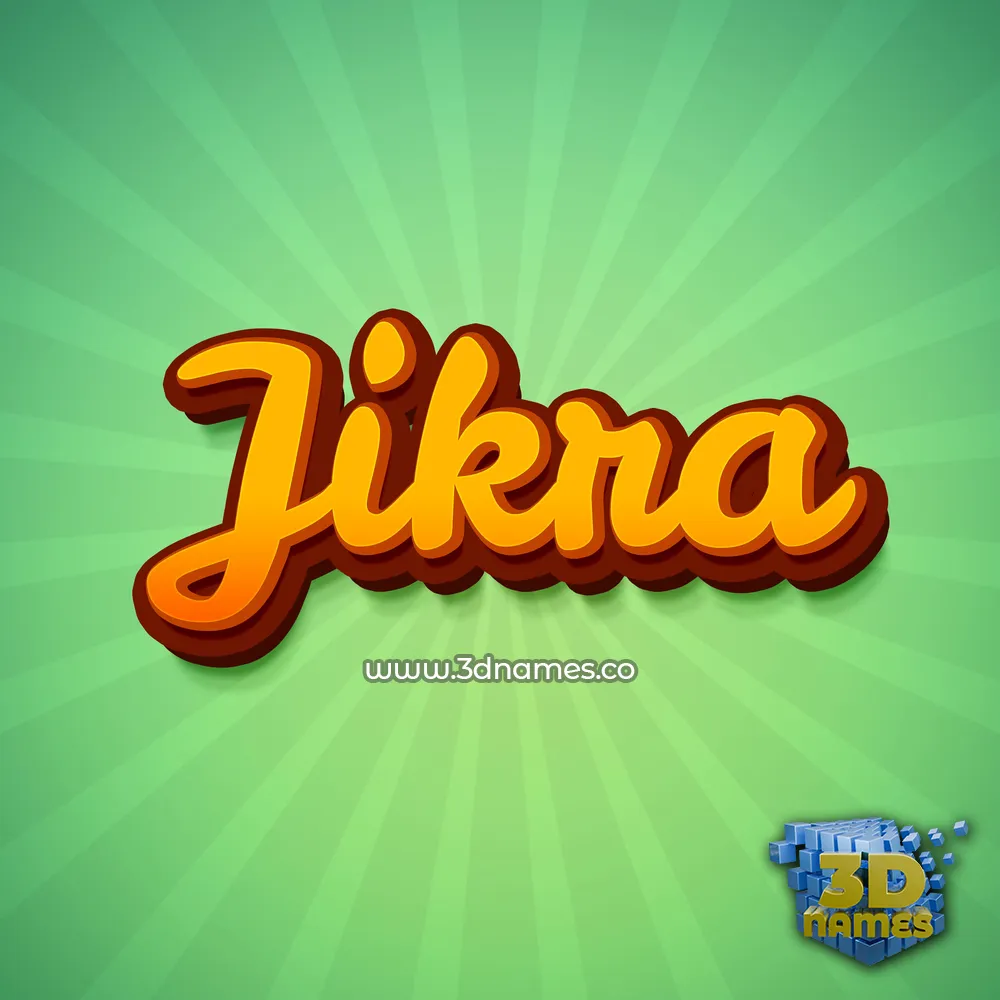 jikra in Green Rays style - 3D name wallpaper