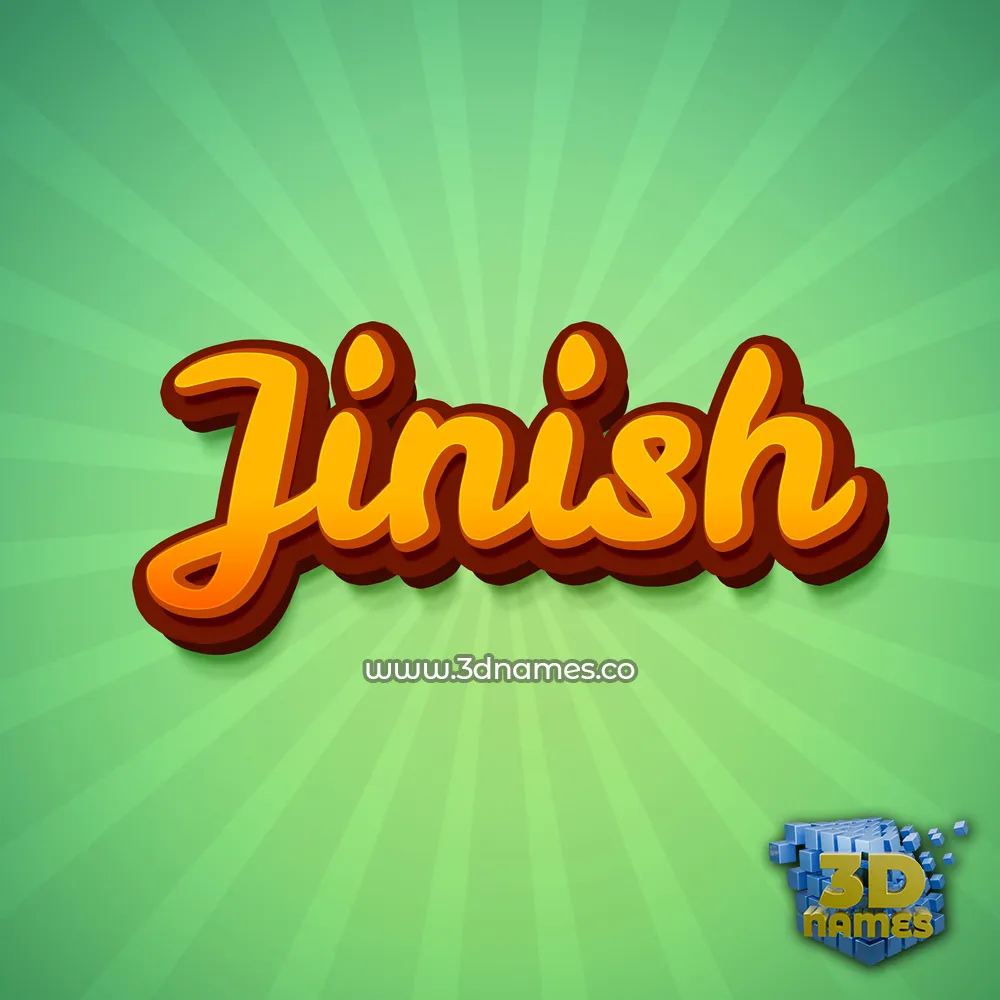 jinish in Green Rays style - 3D name wallpaper