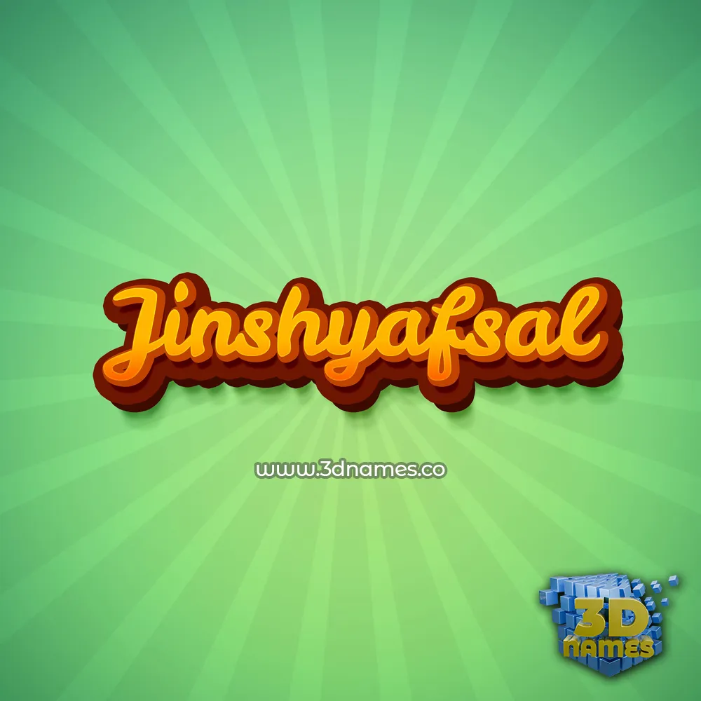 jinshyafsal in Green Rays style - 3D name wallpaper
