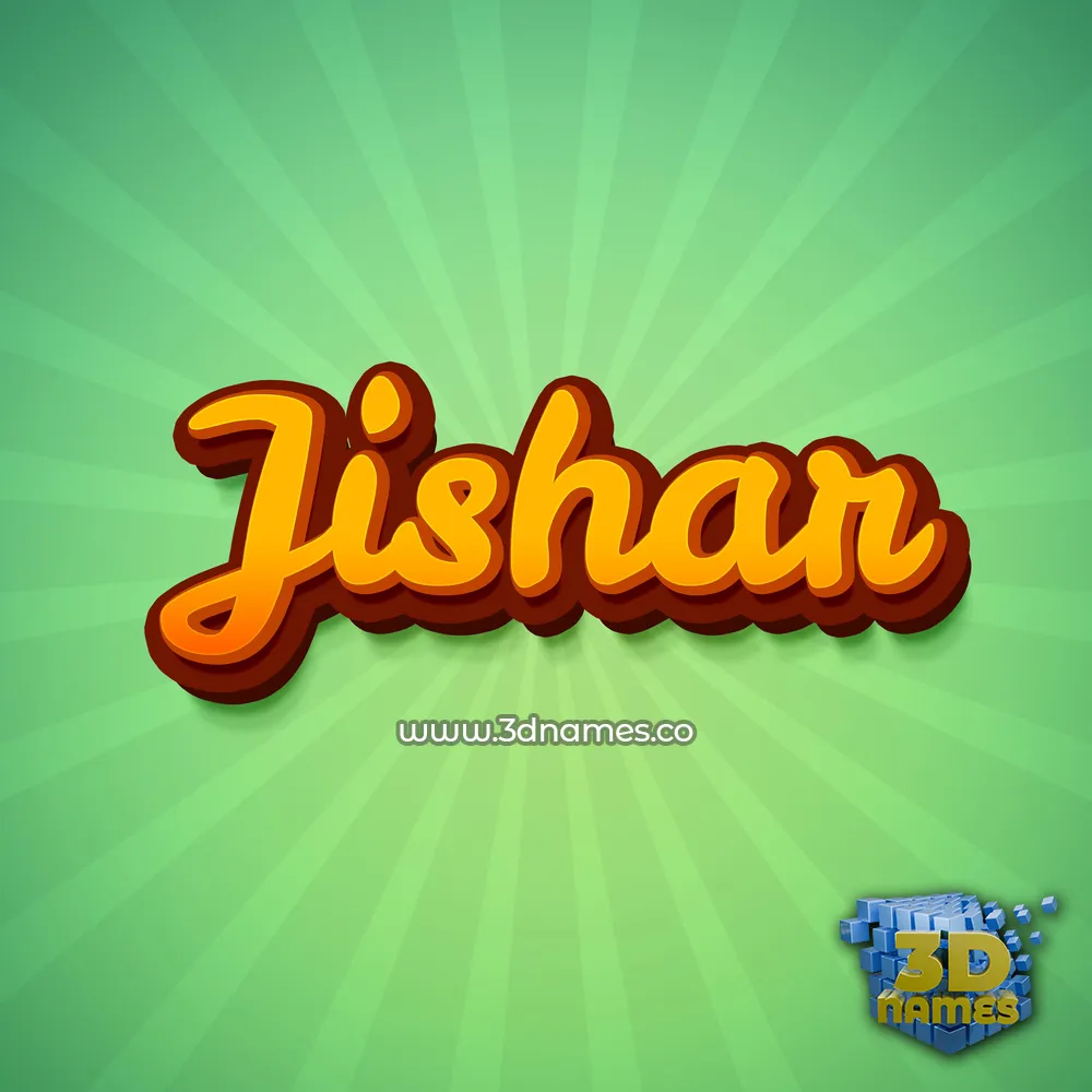 jishar in Green Rays style - 3D name wallpaper