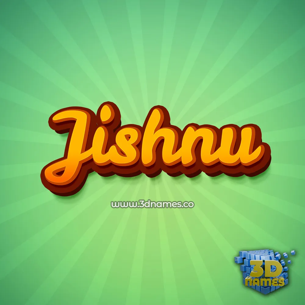 jishnu in Green Rays style - 3D name wallpaper