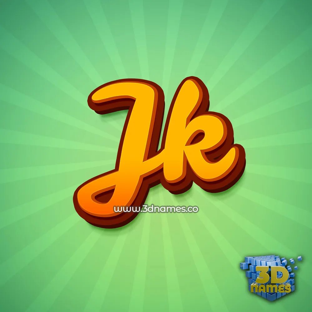 jk in Green Rays style - 3D name wallpaper