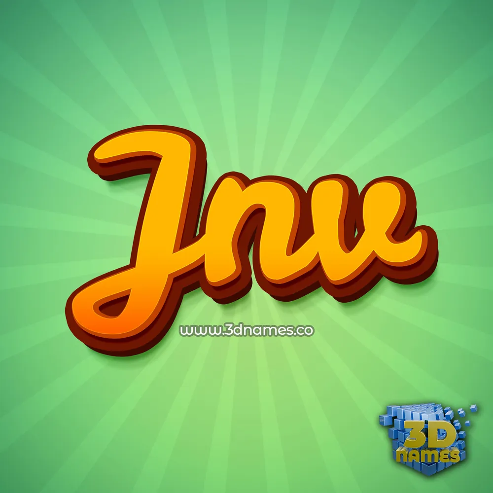 jnv in Green Rays style - 3D name wallpaper