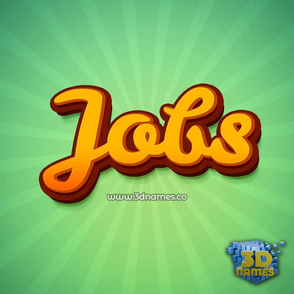 jobs in Green Rays style - 3D name wallpaper