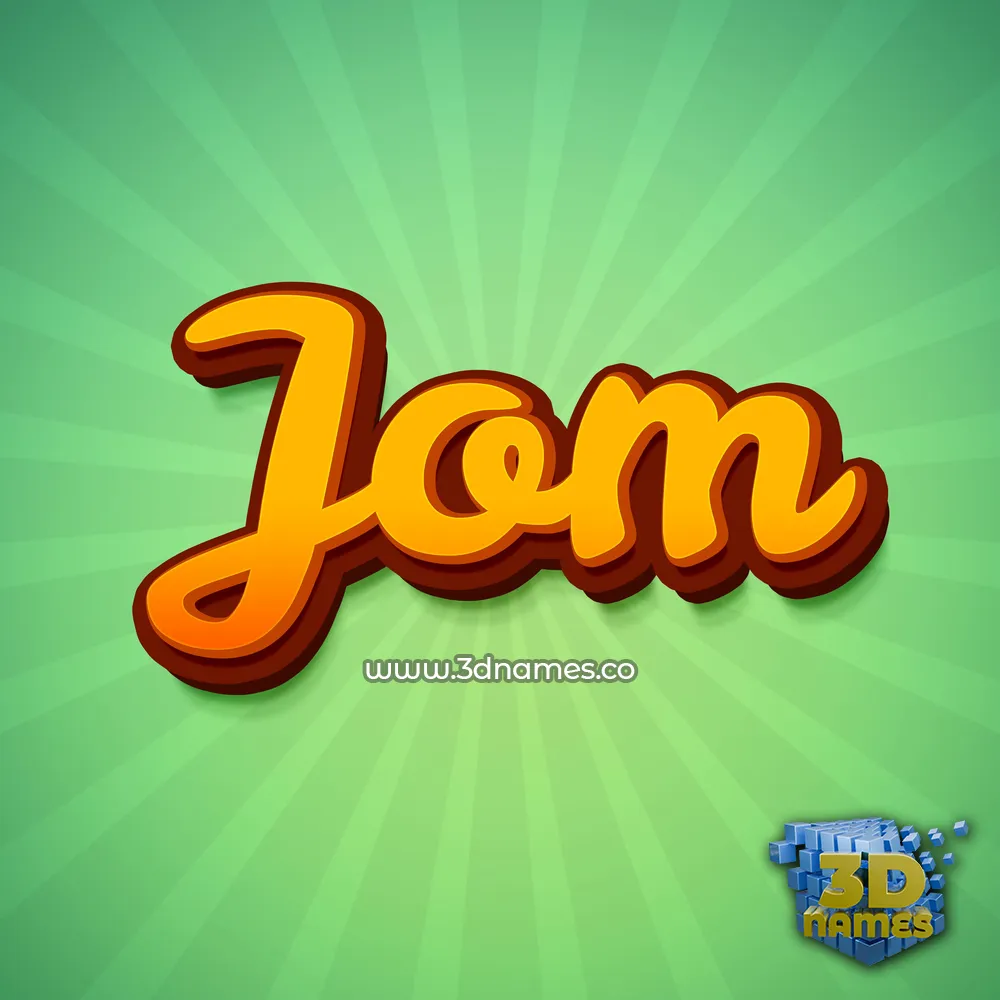 jom in Green Rays style - 3D name wallpaper