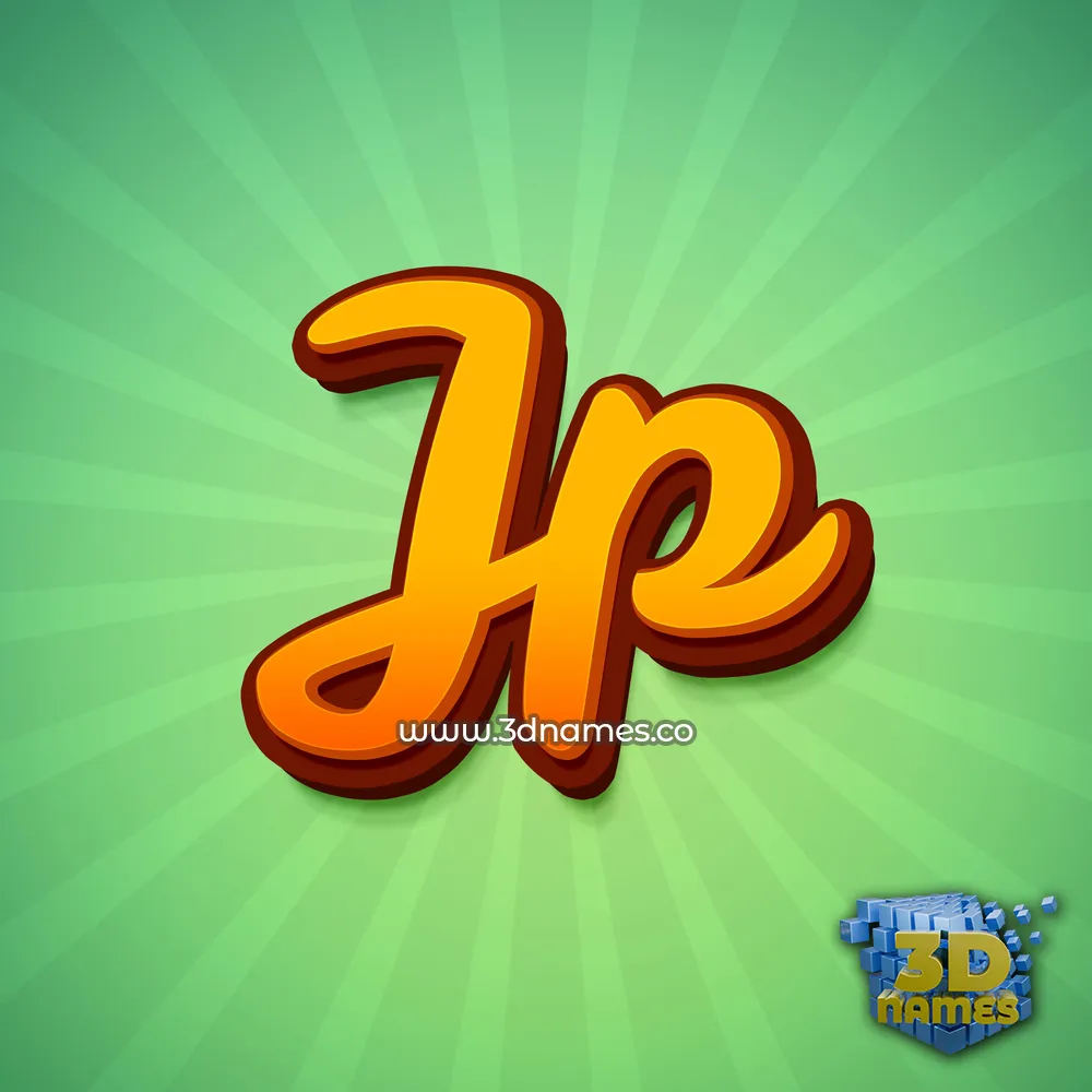 jp in Green Rays style - 3D name wallpaper