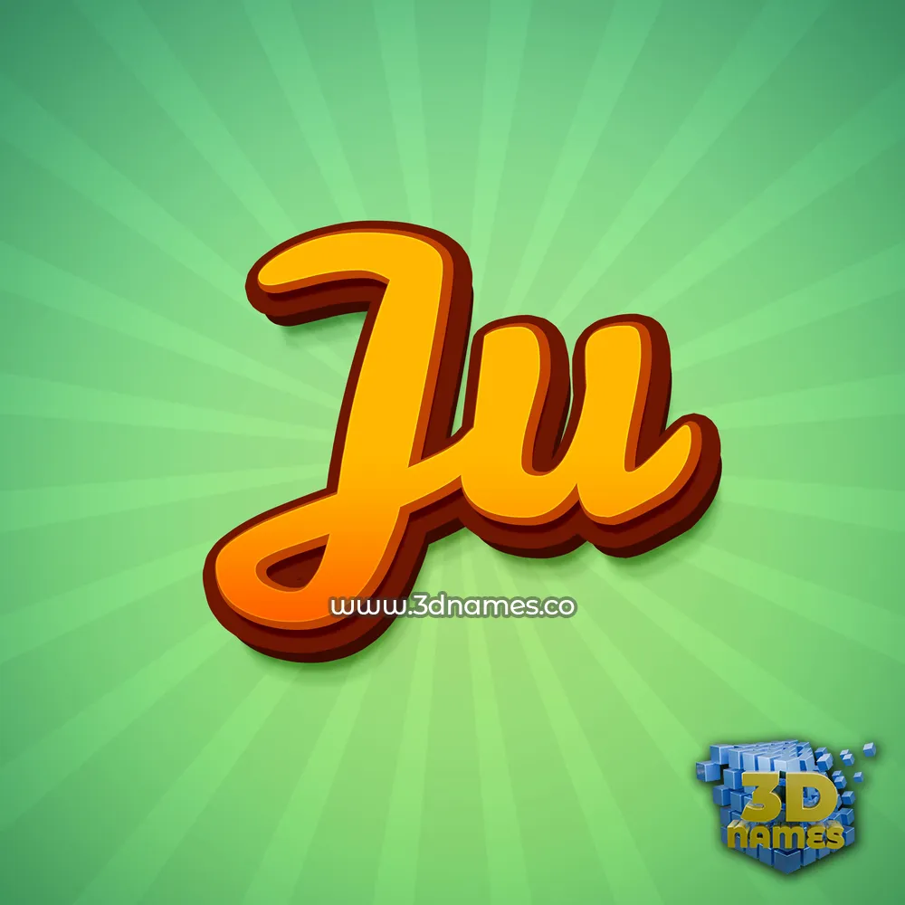 ju in Green Rays style - 3D name wallpaper