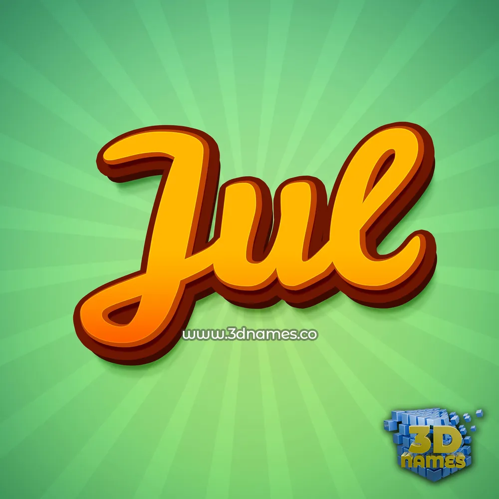 jul in Green Rays style - 3D name wallpaper