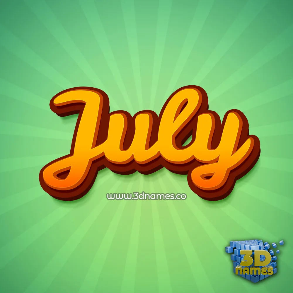 july in Green Rays style - 3D name wallpaper