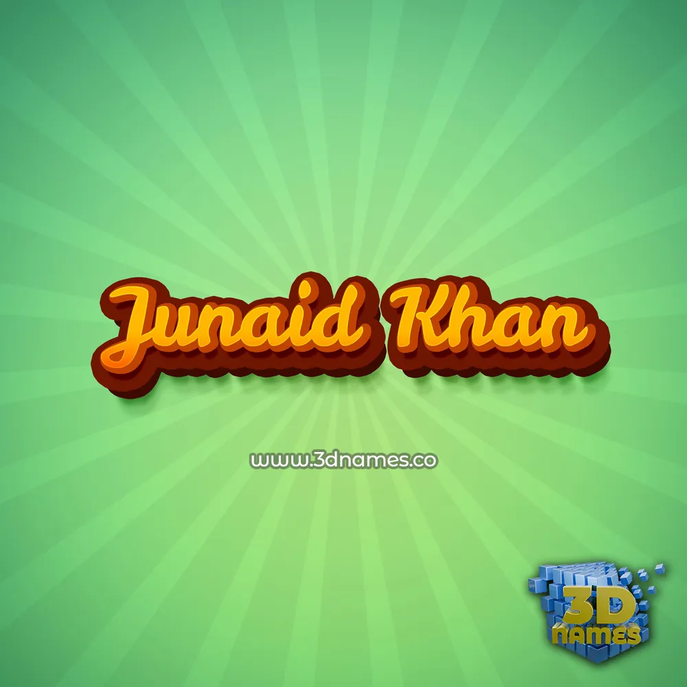 junaid khan in Green Rays style - 3D name wallpaper
