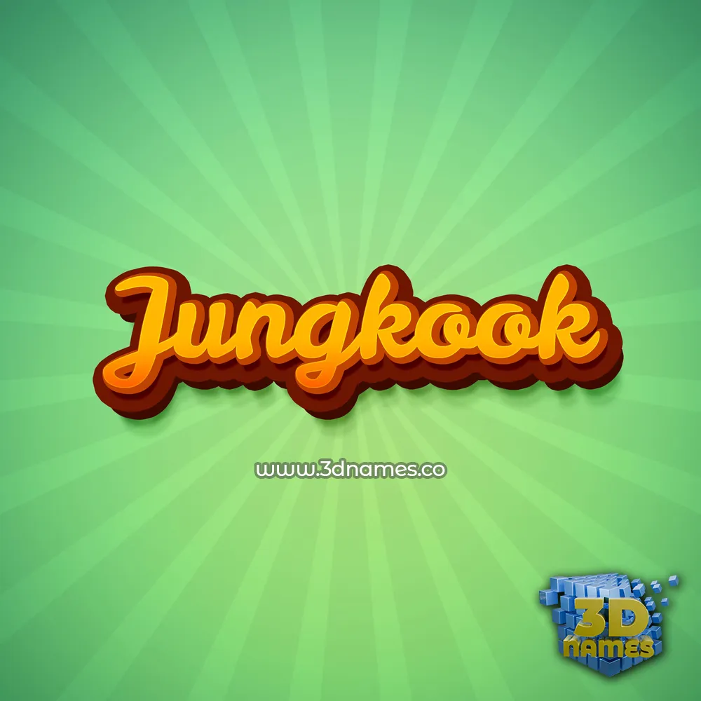 jungkook in Green Rays style - 3D name wallpaper