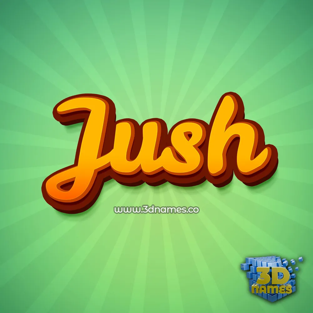 jush in Green Rays style - 3D name wallpaper