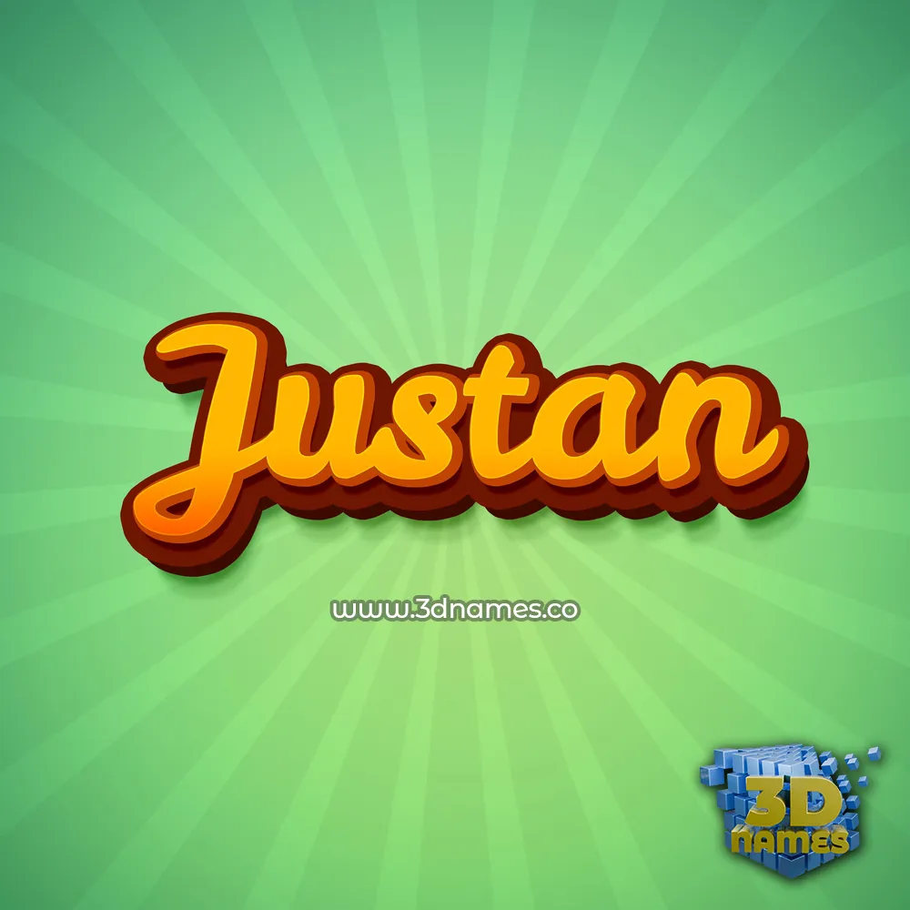 justan in Green Rays style - 3D name wallpaper