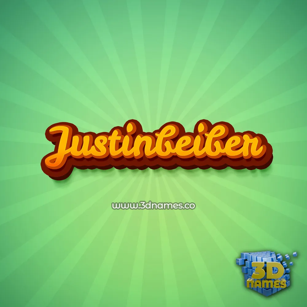 justinbeiber in Green Rays style - 3D name wallpaper