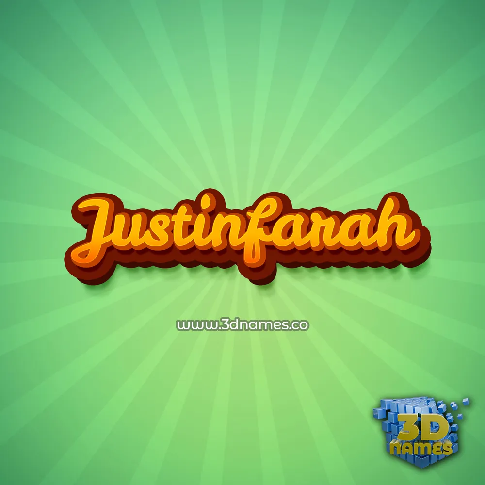 justinfarah in Green Rays style - 3D name wallpaper