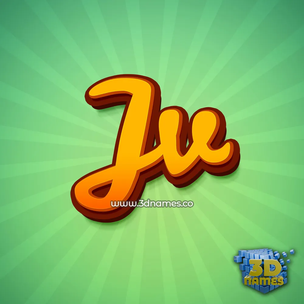 jv in Green Rays style - 3D name wallpaper
