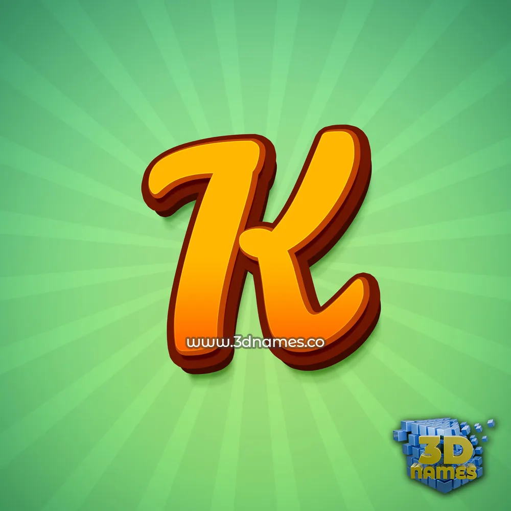 k in Green Rays style - 3D name wallpaper