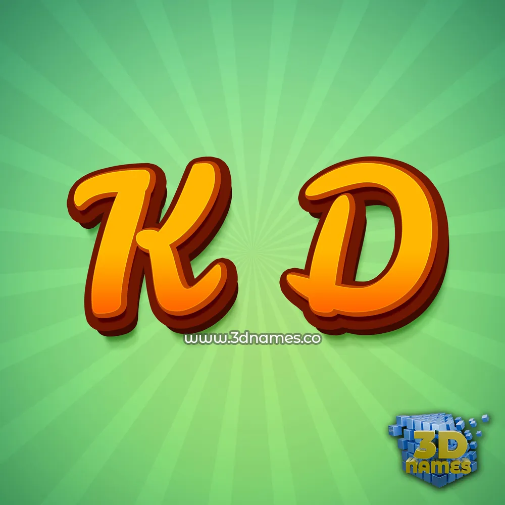 k d in Green Rays style - 3D name wallpaper