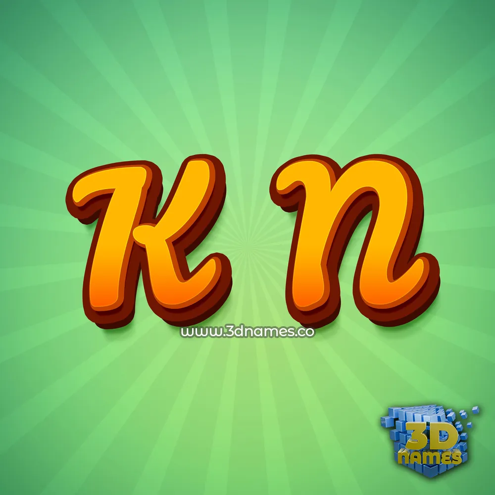 k n in Green Rays style - 3D name wallpaper