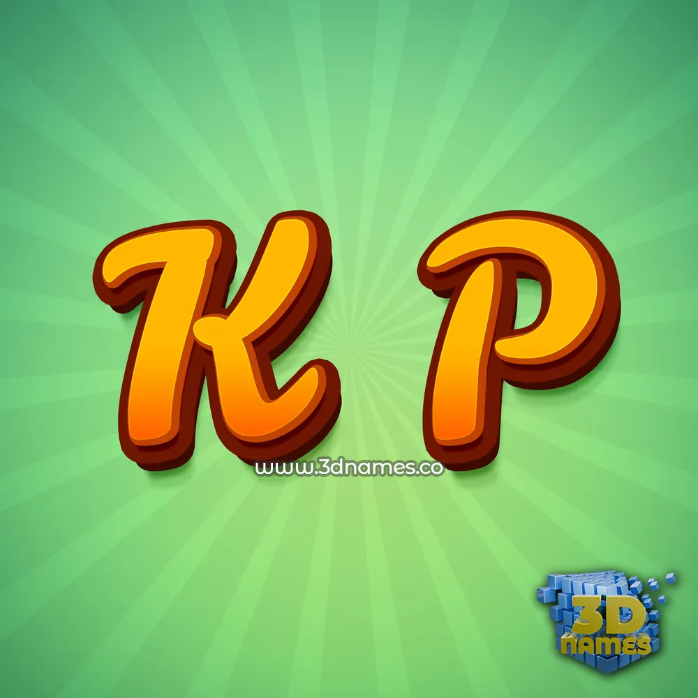 k p in Green Rays style - 3D name wallpaper