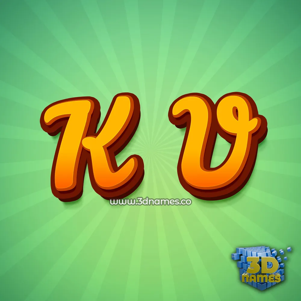 k v in Green Rays style - 3D name wallpaper