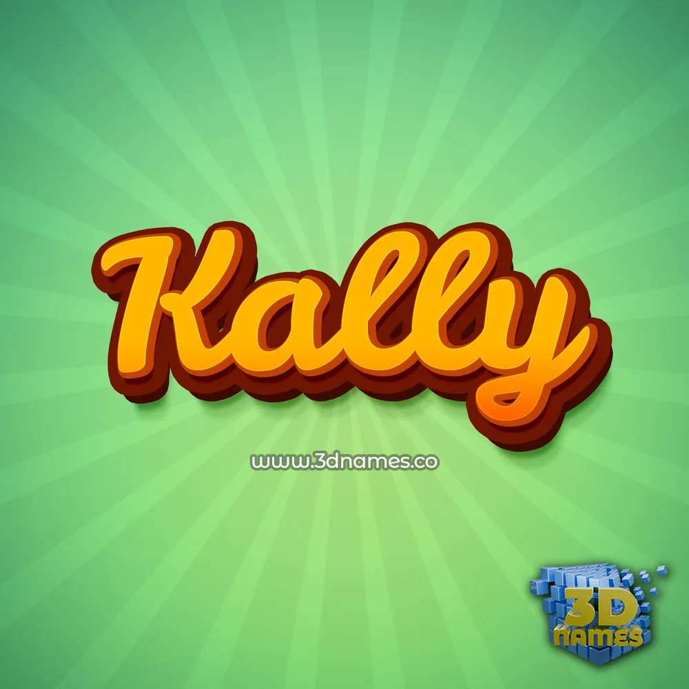 kally in Green Rays style - 3D name wallpaper