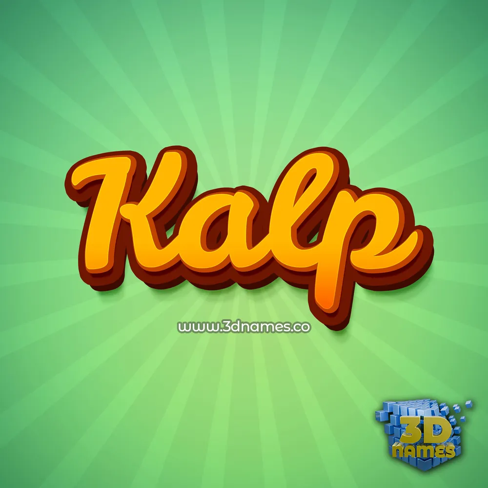 kalp in Green Rays style - 3D name wallpaper