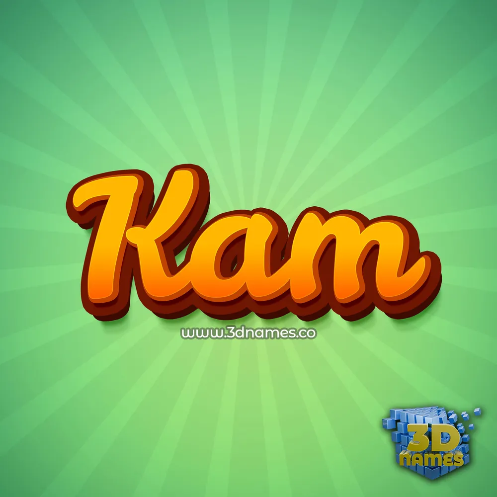 kam in Green Rays style - 3D name wallpaper