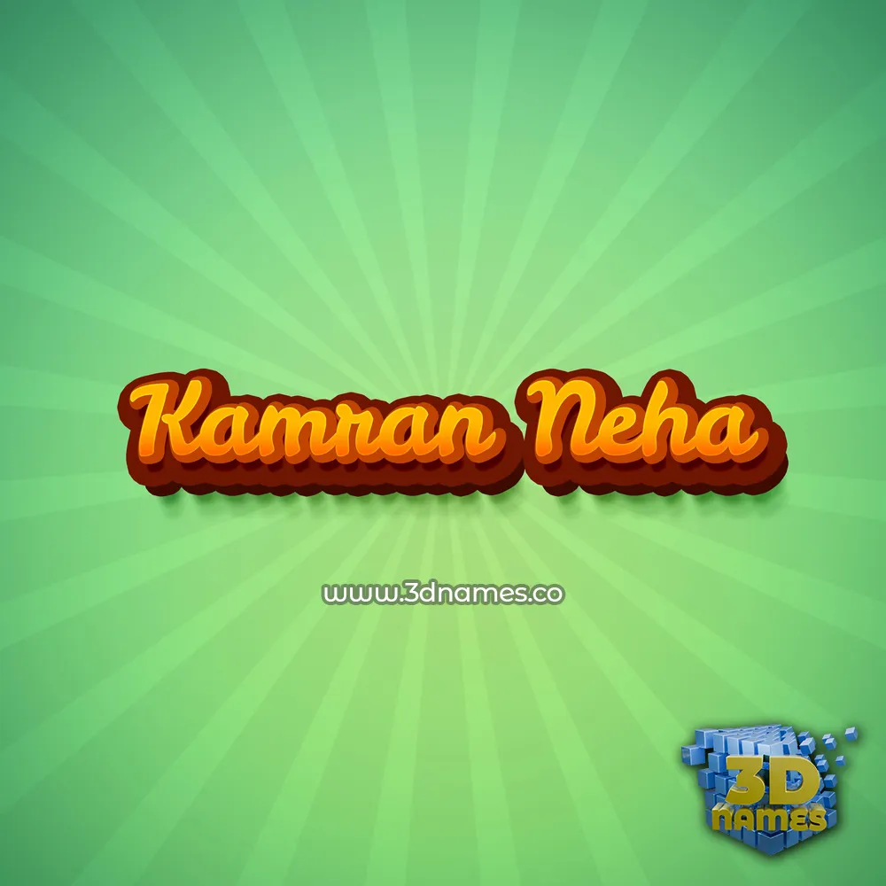 kamran neha in Green Rays style - 3D name wallpaper