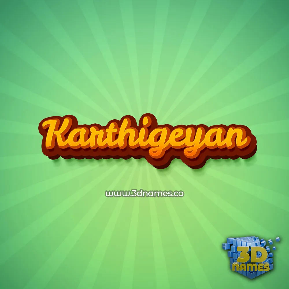 karthigeyan in Green Rays style - 3D name wallpaper