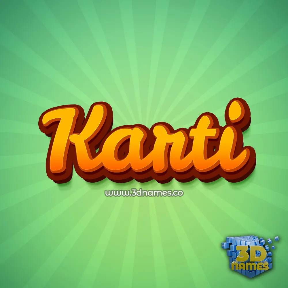 karti in Green Rays style - 3D name wallpaper