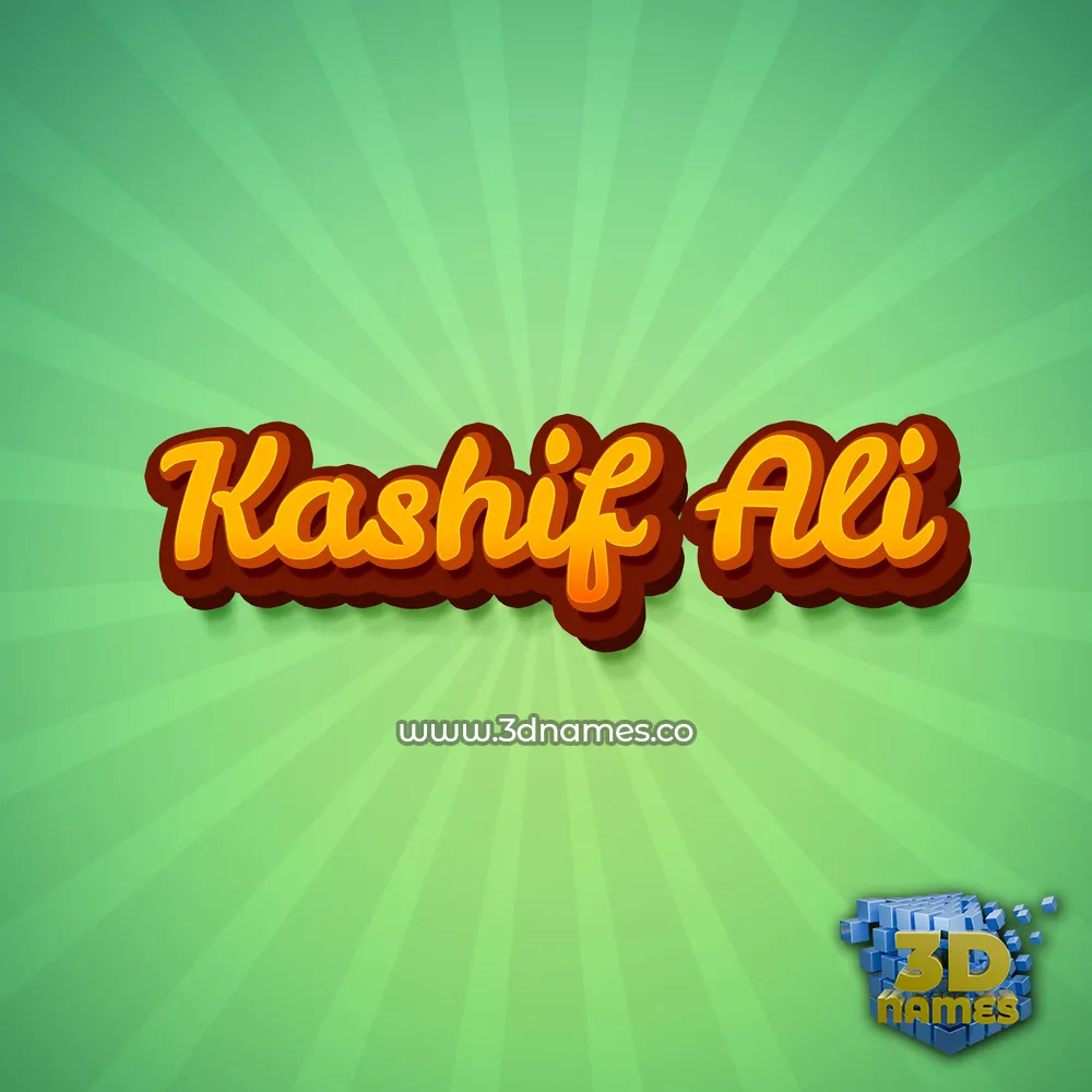 kashif ali in Green Rays style - 3D name wallpaper