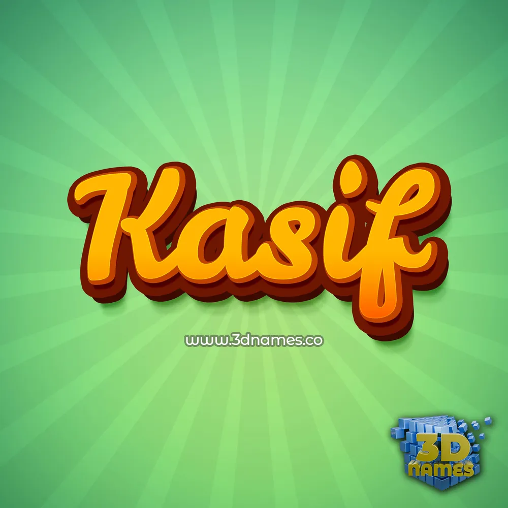kasif in Green Rays style - 3D name wallpaper