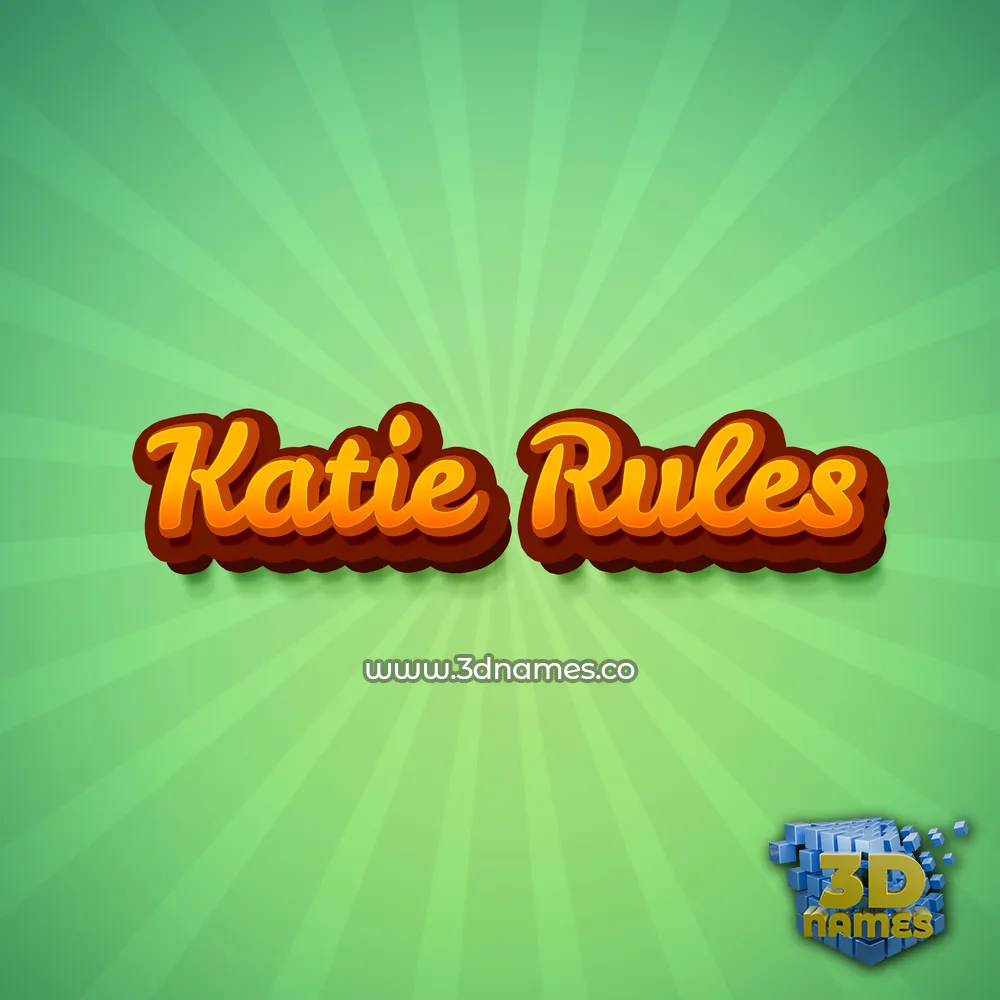 katie rules in Green Rays style - 3D name wallpaper