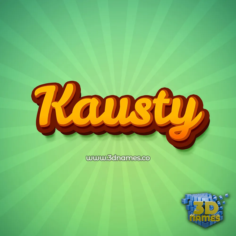 kausty in Green Rays style - 3D name wallpaper