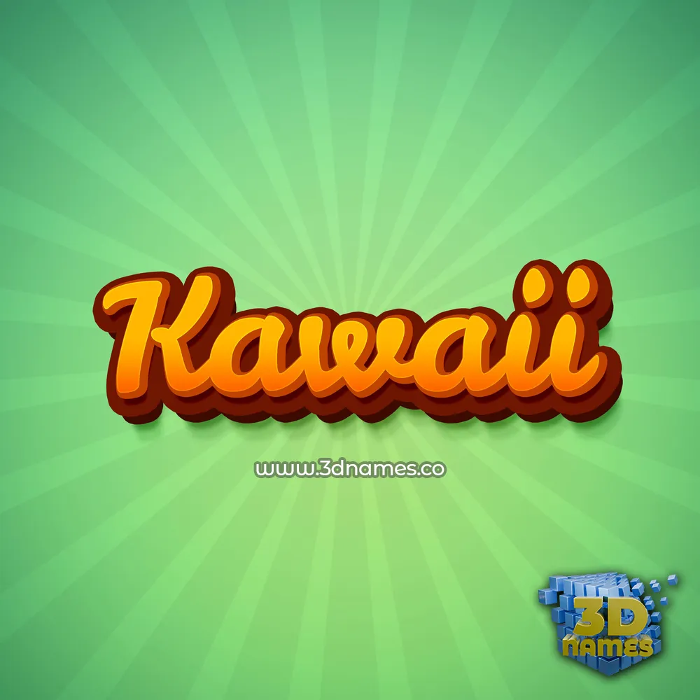 kawaii in Green Rays style - 3D name wallpaper