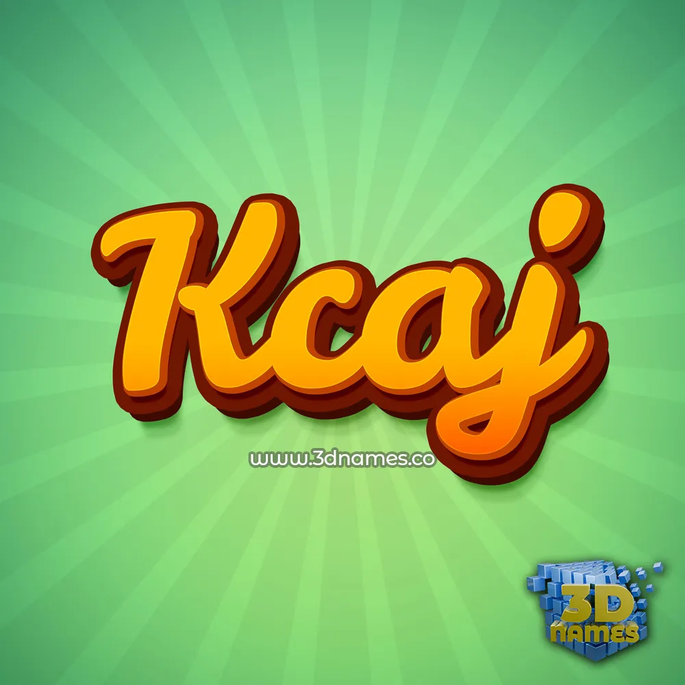kcaj in Green Rays style - 3D name wallpaper