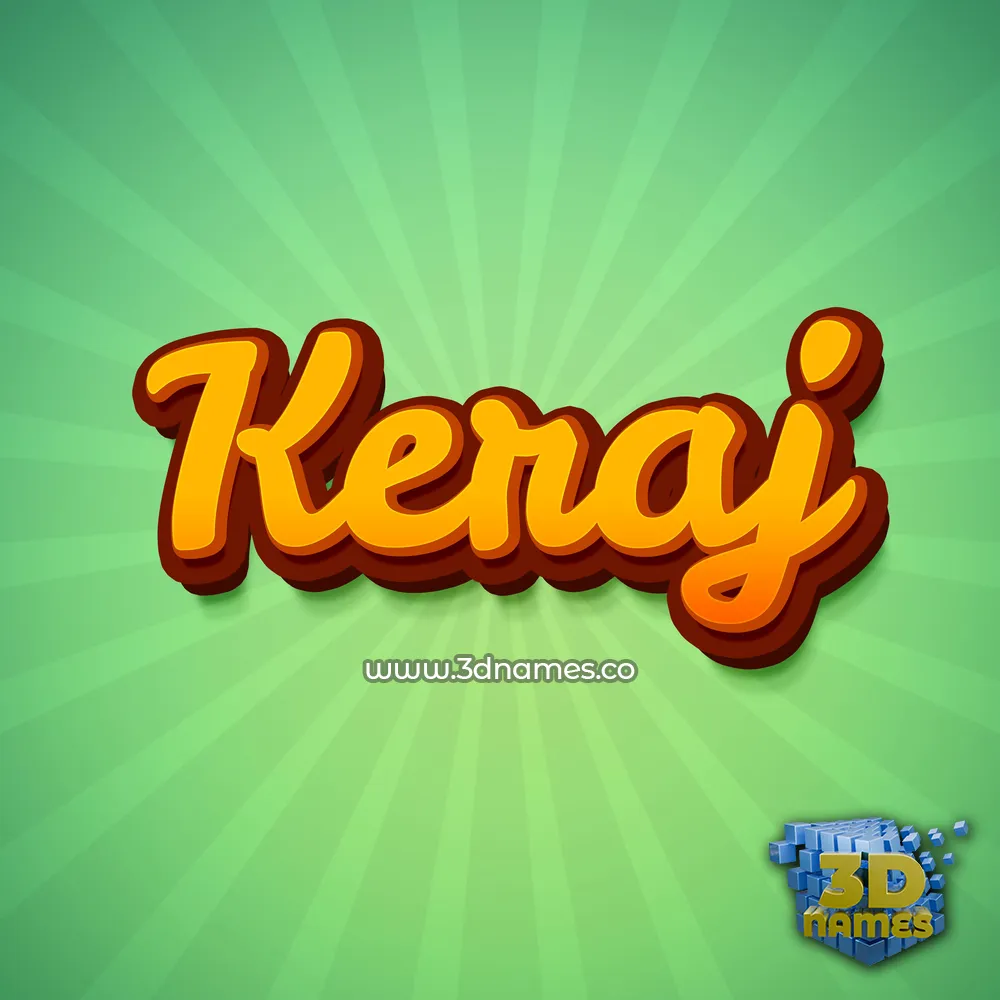 keraj in Green Rays style - 3D name wallpaper