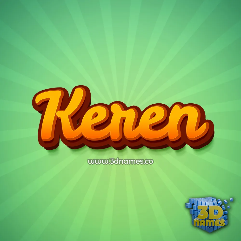 keren in Green Rays style - 3D name wallpaper
