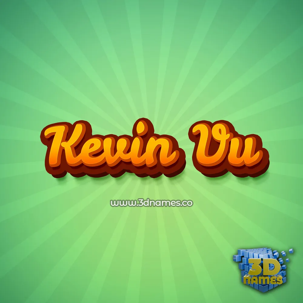 kevin vu in Green Rays style - 3D name wallpaper