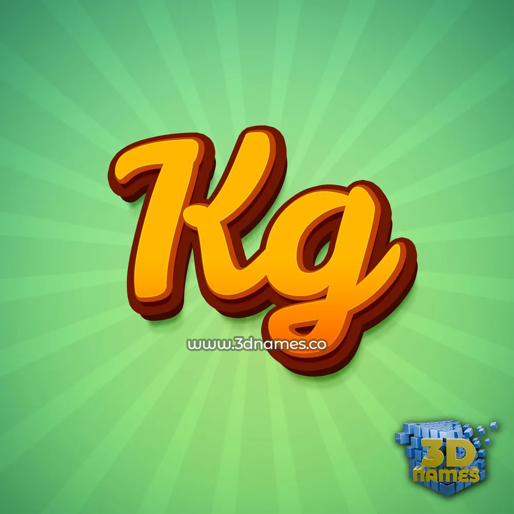 kg in Green Rays style - 3D name wallpaper