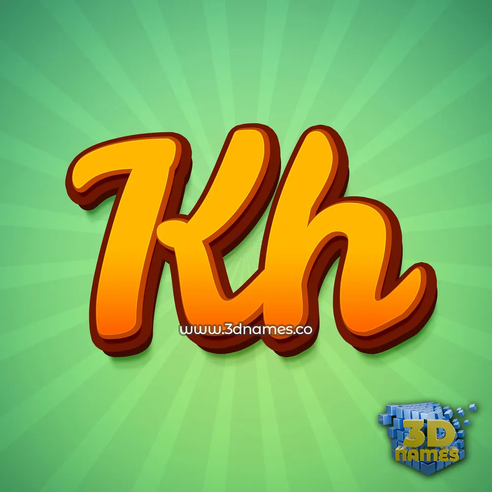 kh in Green Rays style - 3D name wallpaper