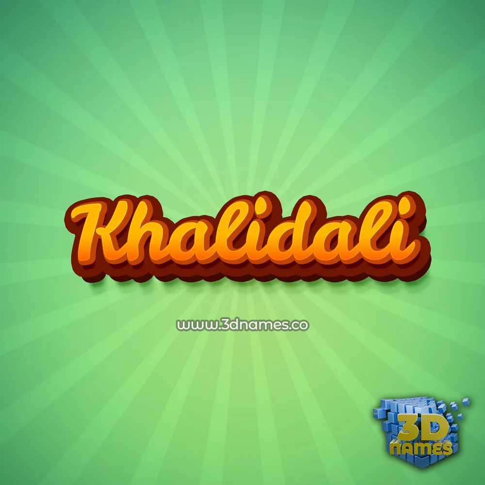 khalidali in Green Rays style - 3D name wallpaper