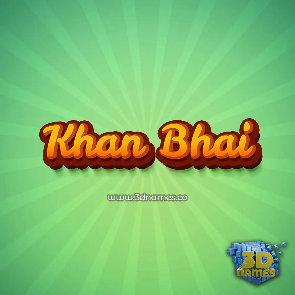 khan bhai in Green Rays style - 3D name wallpaper